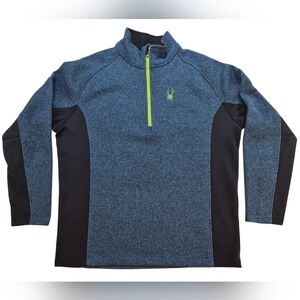 Spyder Core Sweater Pullover Blue 1/4 Zip Fleece Athletic Outdoor Men's Size 2XL